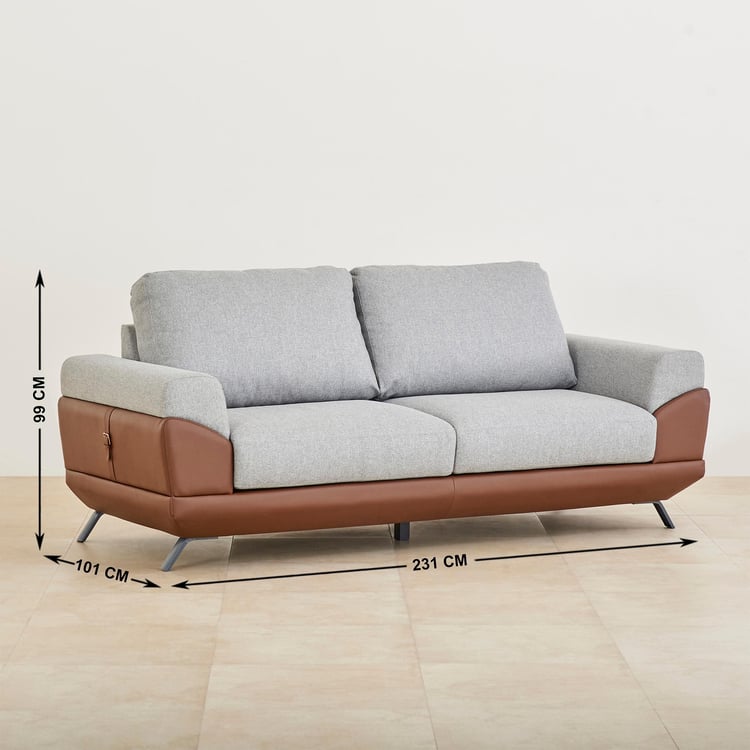 Serenity Fabric 3-Seater Sofa - Grey