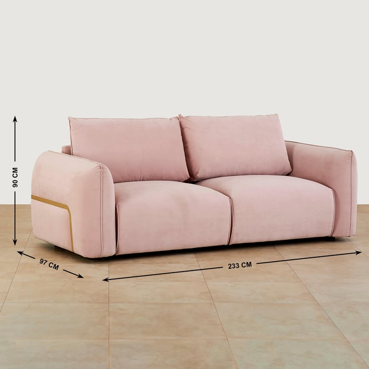 Dion Fabric 3-Seater Sofa - Pink