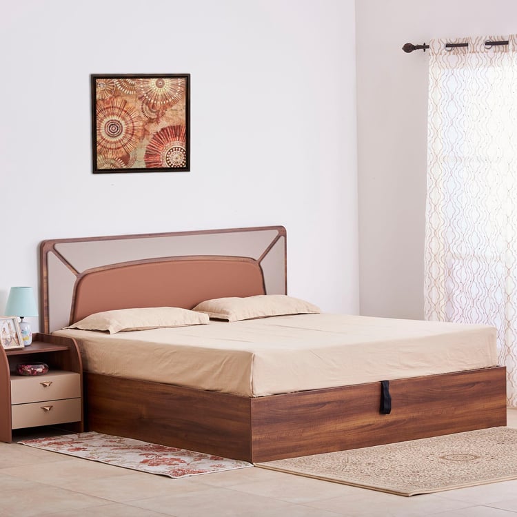 Serenity Piloma King Bed with Hydraulic Storage - Brown