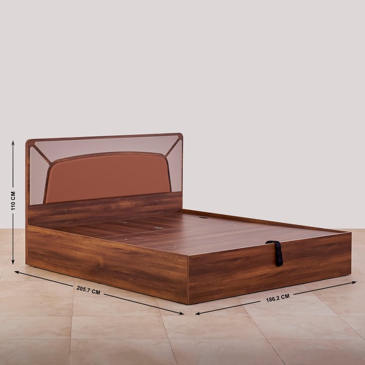Serenity Piloma King Bed with Hydraulic Storage - Brown