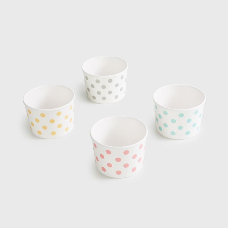 Bakers Pride Set of 4 Melamine Polka Dot Ice Cream Bowls - 550ml