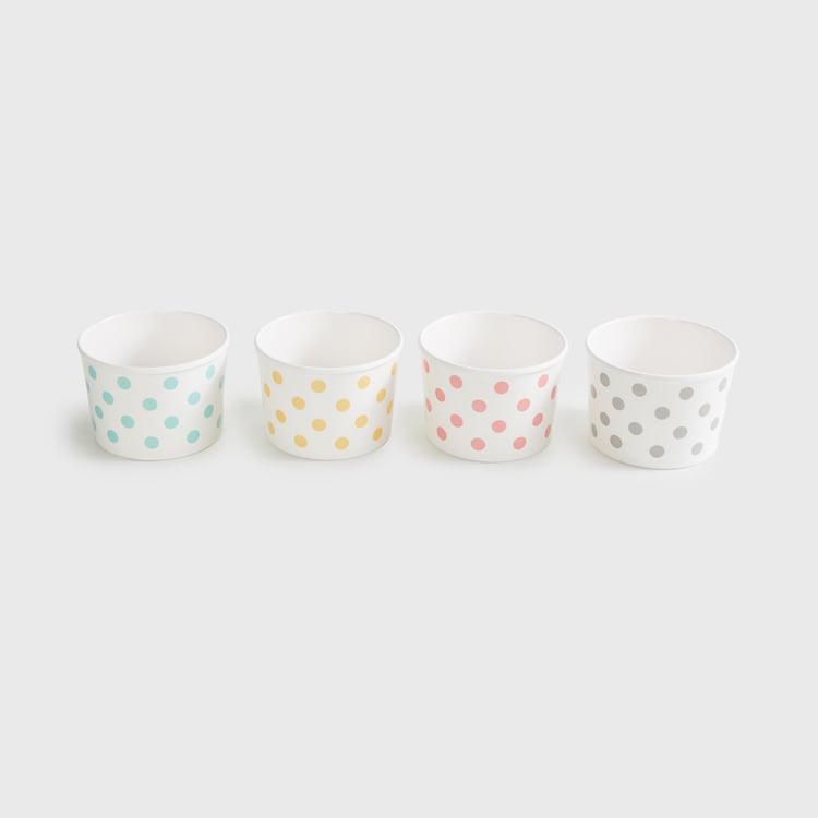 Bakers Pride Set of 4 Melamine Polka Dot Ice Cream Bowls - 550ml