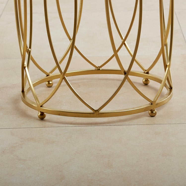 Gohan Marble Top End Table - Gold