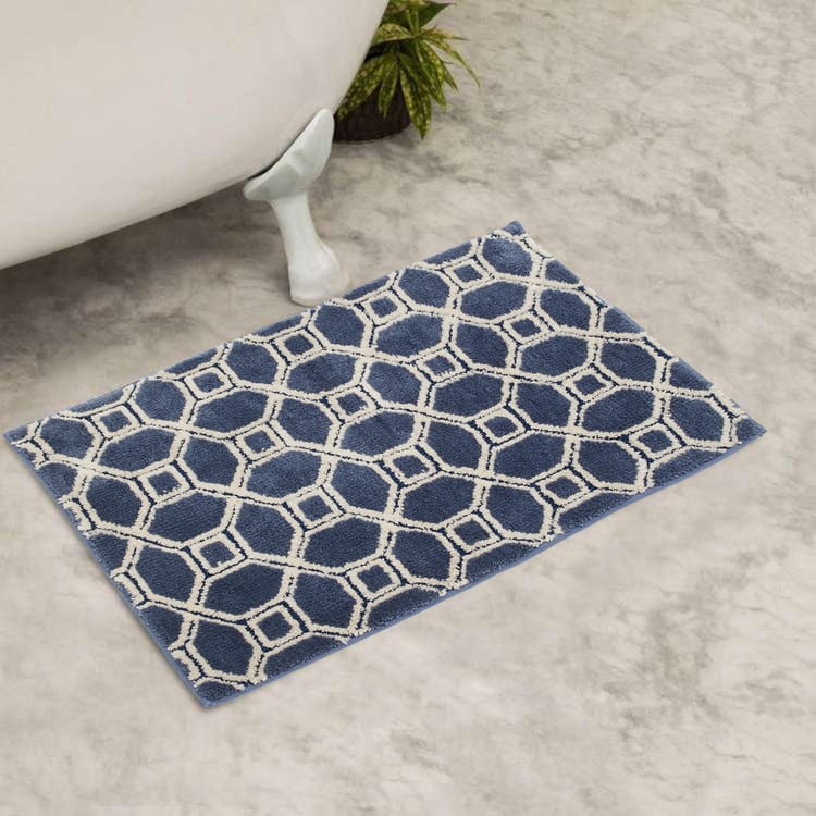 Berlin Polyester Geometric Anti-Slip Bath Mat - 50x75cm