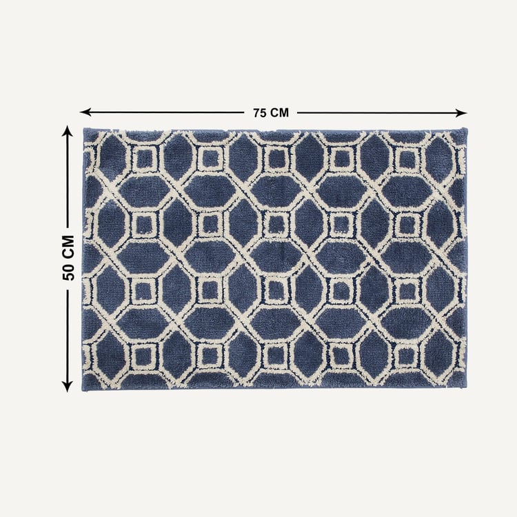 Berlin Polyester Geometric Anti-Slip Bath Mat - 50x75cm