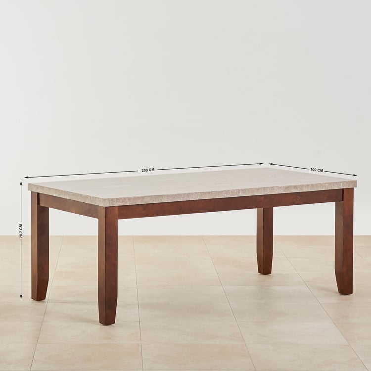 Oxville Marble Top 8-Seater Dining Set with Chairs - Beige