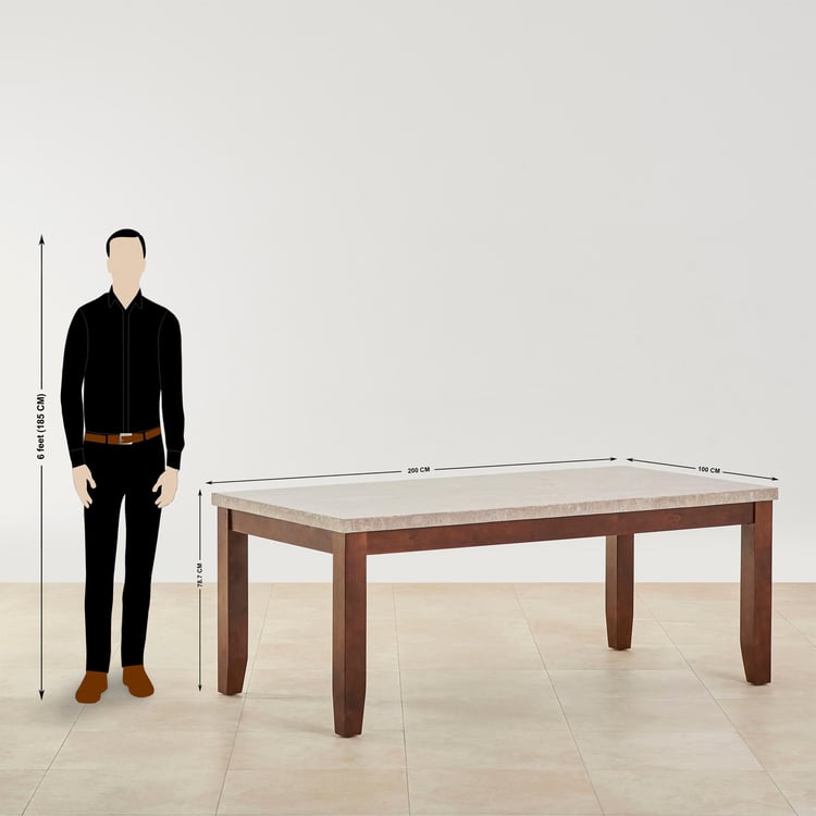 Oxville Marble Top 8-Seater Dining Set with Chairs - Beige