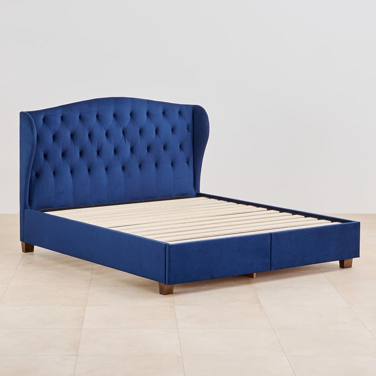 Stellar Max Fabric King Bed with Drawer Storage - Blue