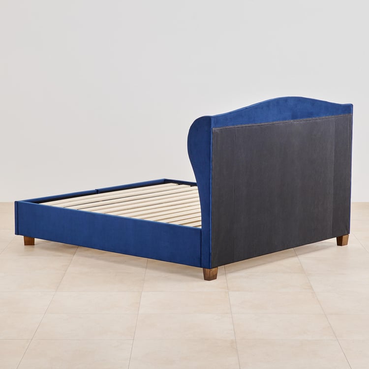 Stellar Max Fabric Queen Bed with Drawer Storage - Blue