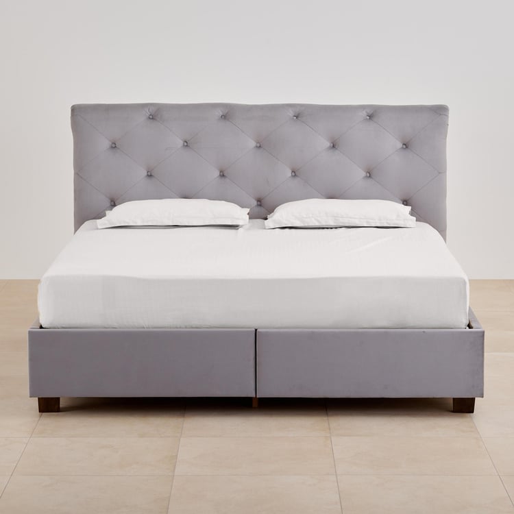 Stellar Ora Fabric King Bed with Drawer Storage - Grey