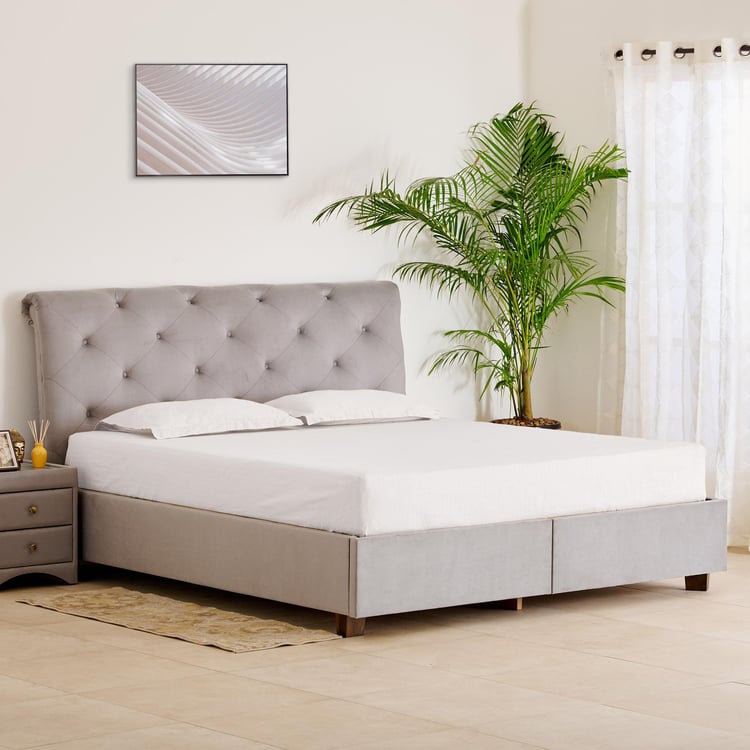 Stellar Ora Fabric Queen Bed with Drawer Storage - Grey