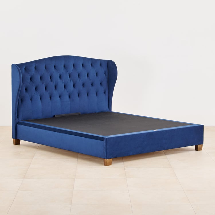 Stellar Max Fabric King Bed with Hydraulic Storage - Blue