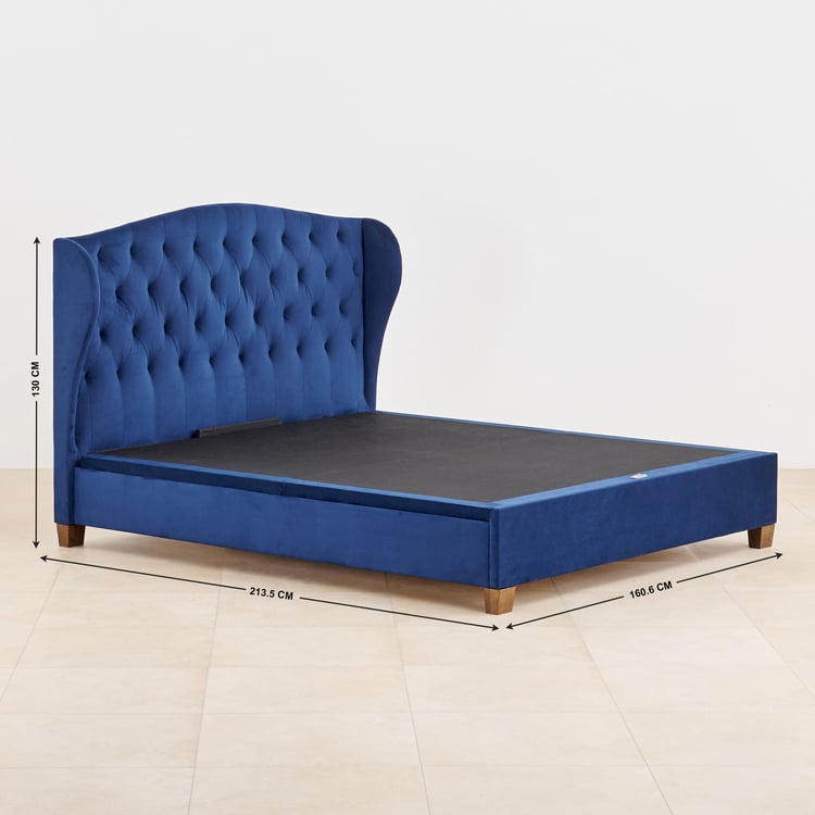 Stellar Max Fabric Queen Bed with Hydraulic Storage - Blue