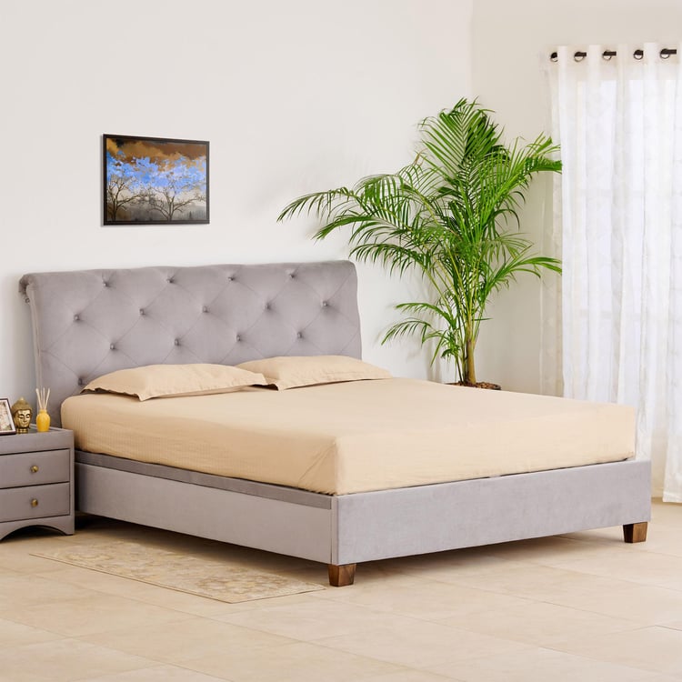 Stellar Ora Fabric Queen Bed with Hydraulic Storage - Grey
