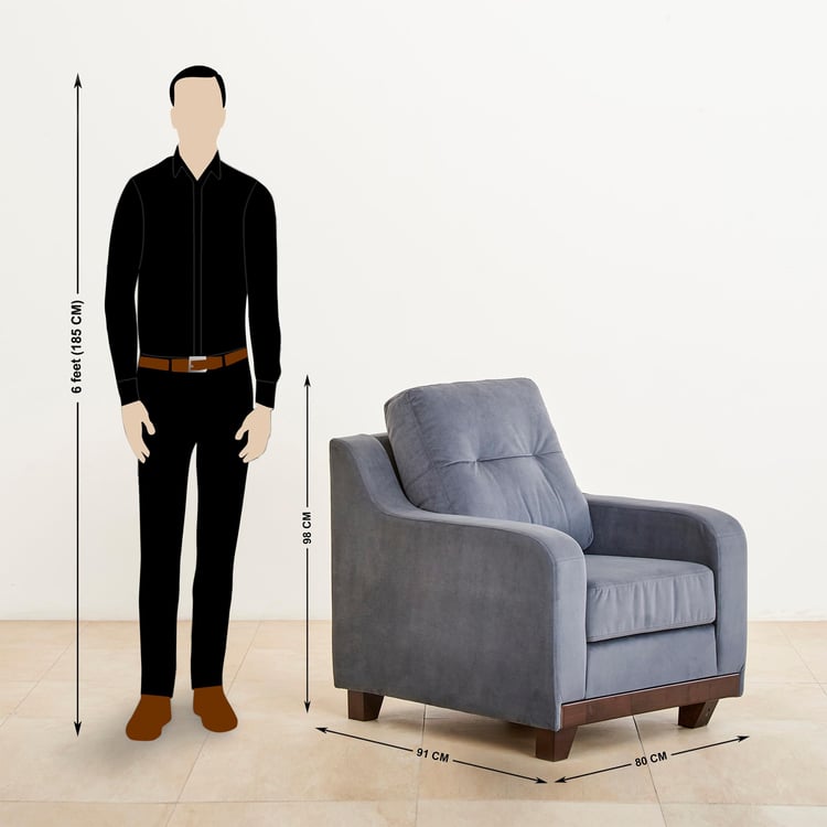 Santiago Fabric 1-Seater Sofa - Grey