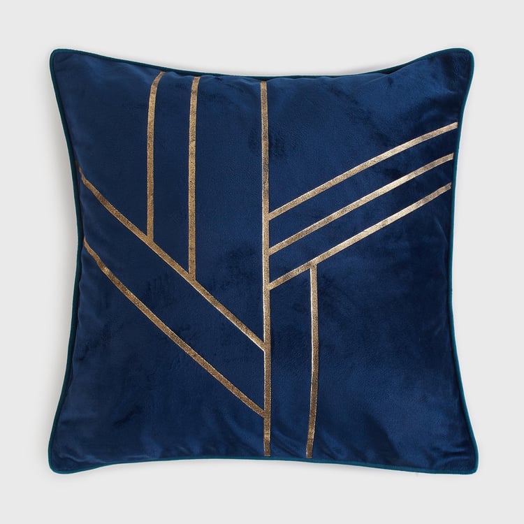 Get The Look-Velvetica Blue Crisscross Foil Printed Cushion Cover - 40x40cm