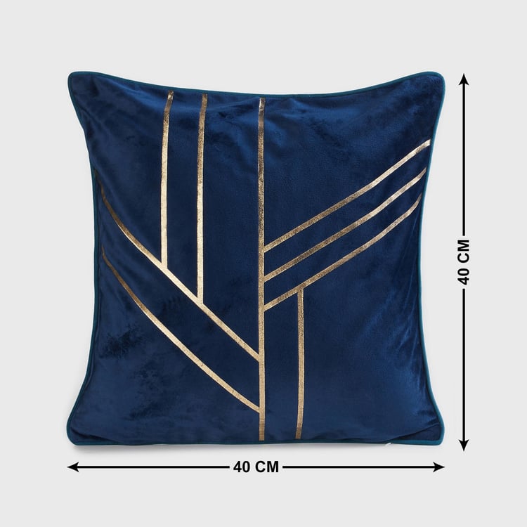 Get The Look-Velvetica Blue Crisscross Foil Printed Cushion Cover - 40x40cm