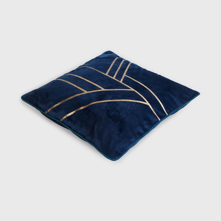 Get The Look-Velvetica Blue Crisscross Foil Printed Cushion Cover - 40x40cm