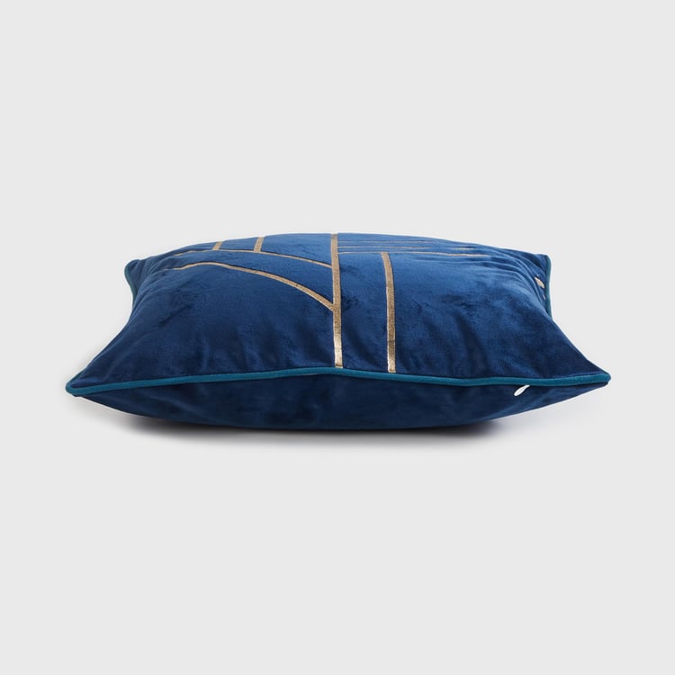 Get The Look-Velvetica Blue Crisscross Foil Printed Cushion Cover - 40x40cm