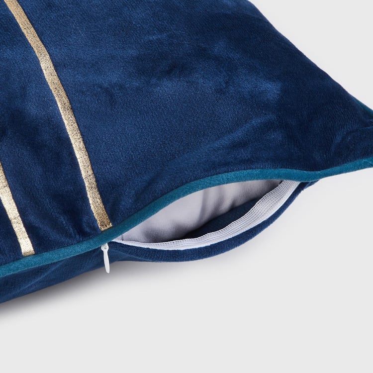 Get The Look-Velvetica Blue Crisscross Foil Printed Cushion Cover - 40x40cm