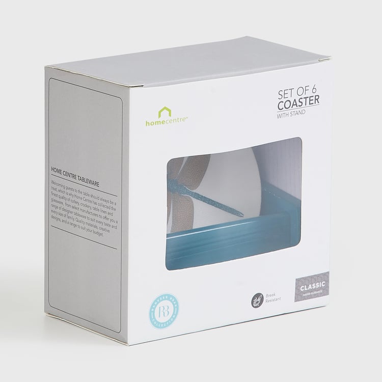 Corsica Dragonfly Set of 6 Wood Tea Coasters with Stand