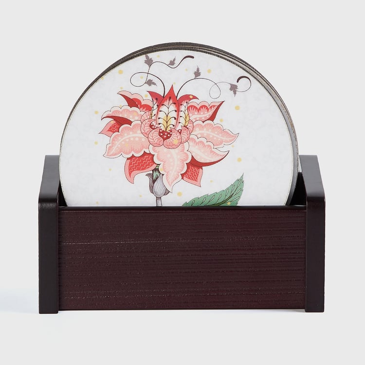 Corsica Mystic India Set of 6 Wood Tea Coasters with Box