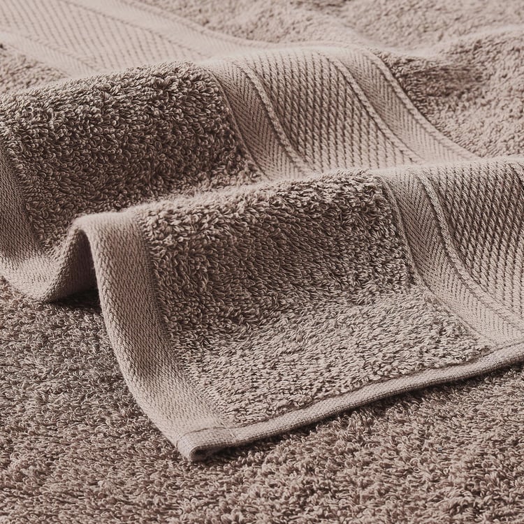 TRIDENT Soft and Plush Brown Textured Cotton Towel Set - Set of 6