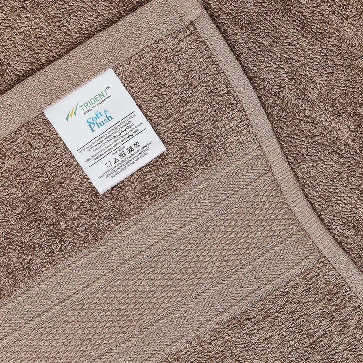 TRIDENT Soft and Plush Brown Textured Cotton Towel Set - Set of 6