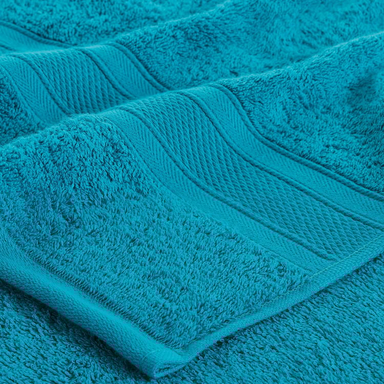 TRIDENT Soft and Plush Teal Textured Cotton Towel Set - Set of 6