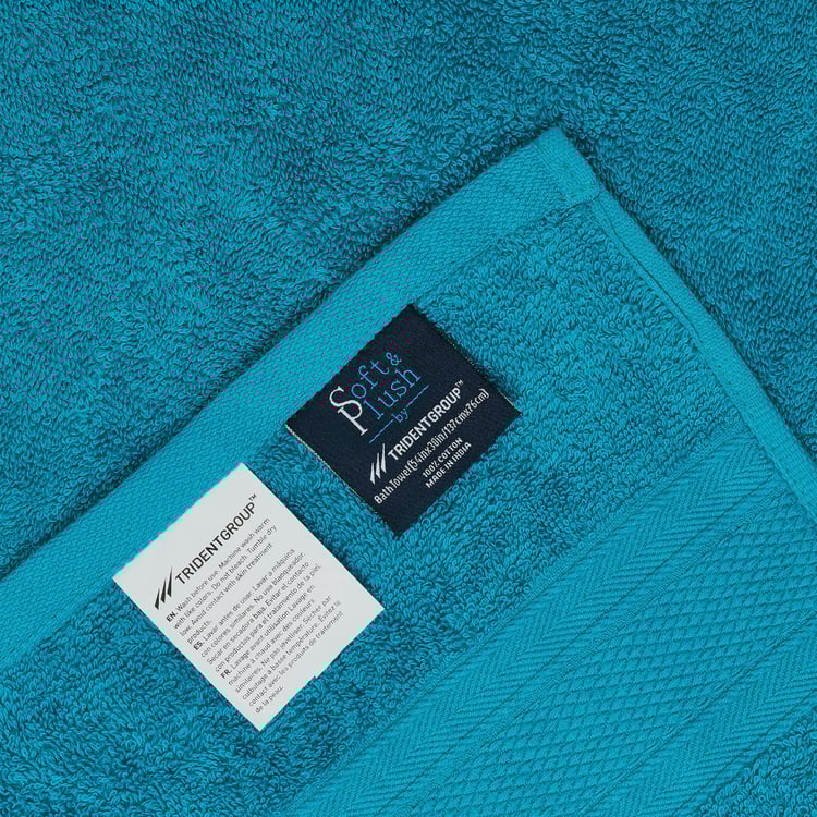 TRIDENT Soft and Plush Teal Textured Cotton Towel Set - Set of 6