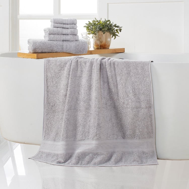 TRIDENT Soft and Plush Grey Textured Cotton Towel Set - Set of 6