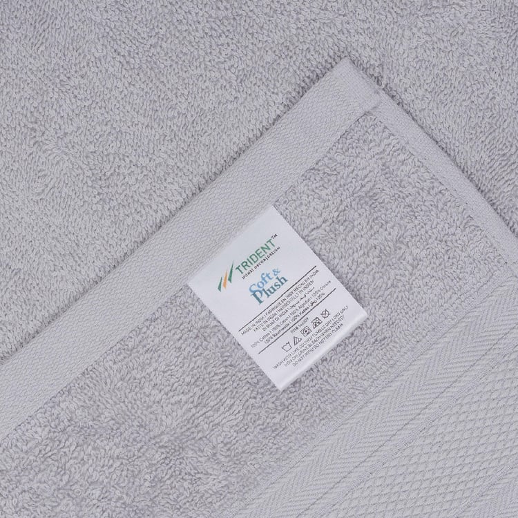 TRIDENT Soft and Plush Grey Textured Cotton Towel Set - Set of 6