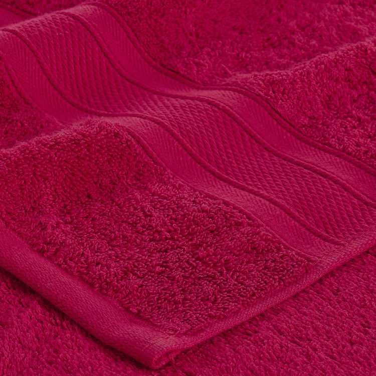 TRIDENT Soft and Plush Crimson Red Textured Cotton Towel - Set of 6
