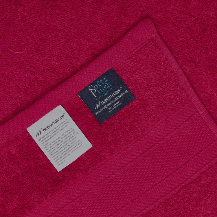 TRIDENT Soft and Plush Crimson Red Textured Cotton Towel - Set of 6