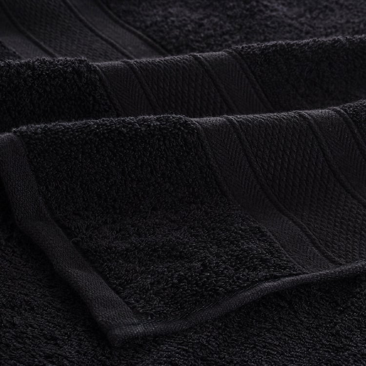 TRIDENT Soft And Plush Black Textured Cotton Towels - Set Of 6