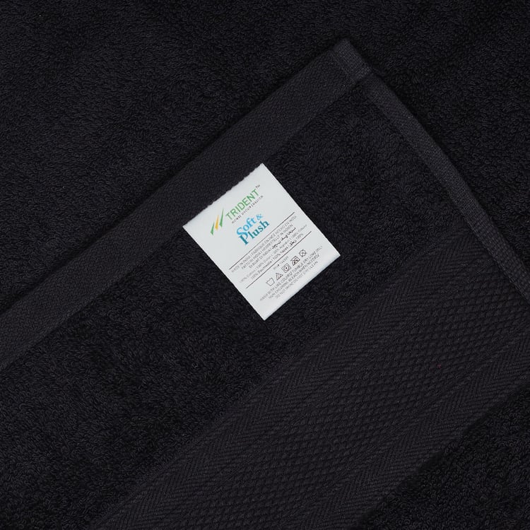 TRIDENT Soft And Plush Black Textured Cotton Towels - Set Of 6