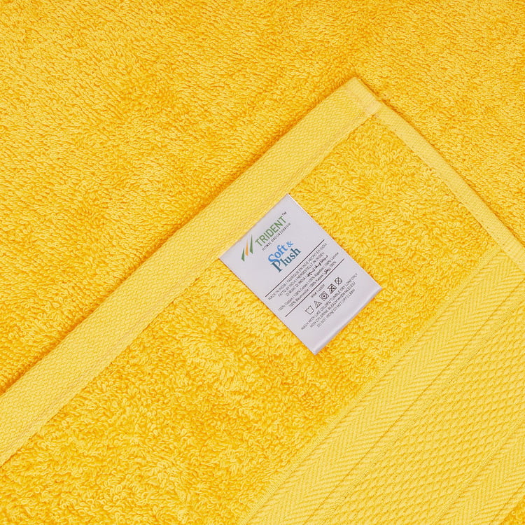 TRIDENT Soft and Plush Mustard Yellow Cotton Textured Towel - Set of 6