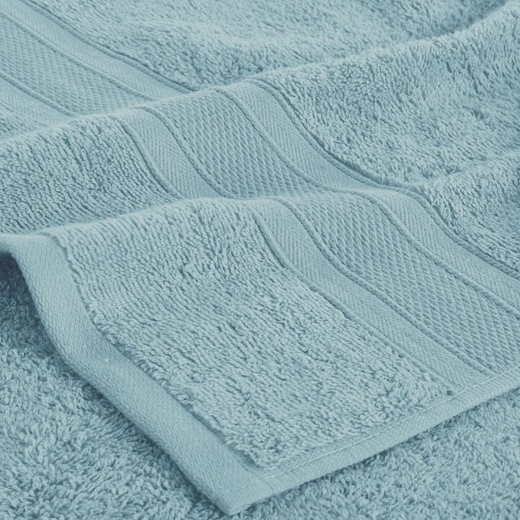TRIDENT Soft and Plush Blue Textured Cotton Bath Towels - 137x76cm - Set of 4