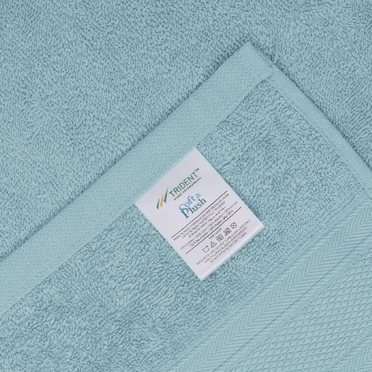 TRIDENT Soft and Plush Blue Textured Cotton Bath Towels - 137x76cm - Set of 4