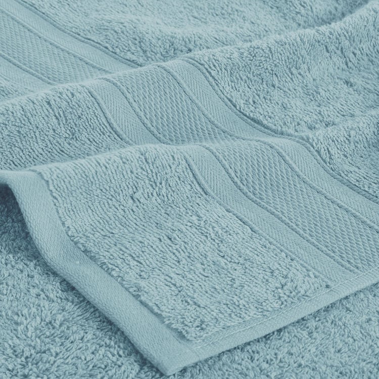 TRIDENT Soft and Plush Blue Solid Cotton Bath Towel - 90x180 cm - Set of 2