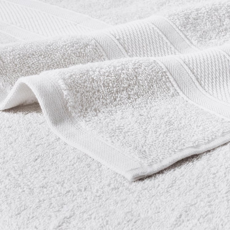 TRIDENT Soft and Plush White Solid Cotton Bath Towel - 90x180 cm - Set of 2