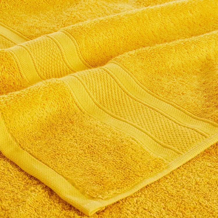TRIDENT Soft & Plush Yellow Textured Cotton Bath Towel - 90x180cm - Set of 2