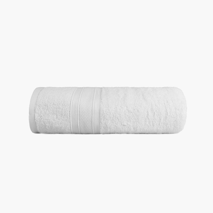 TRIDENT Soft And Plush White Textured Cotton Bath Towel - 76x137cm