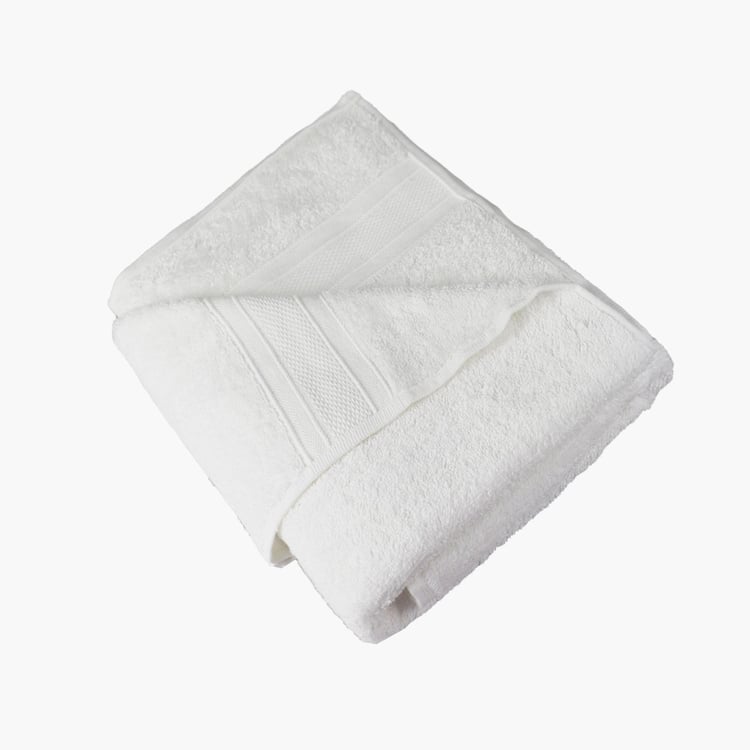 TRIDENT Soft And Plush White Textured Cotton Bath Towel - 76x137cm