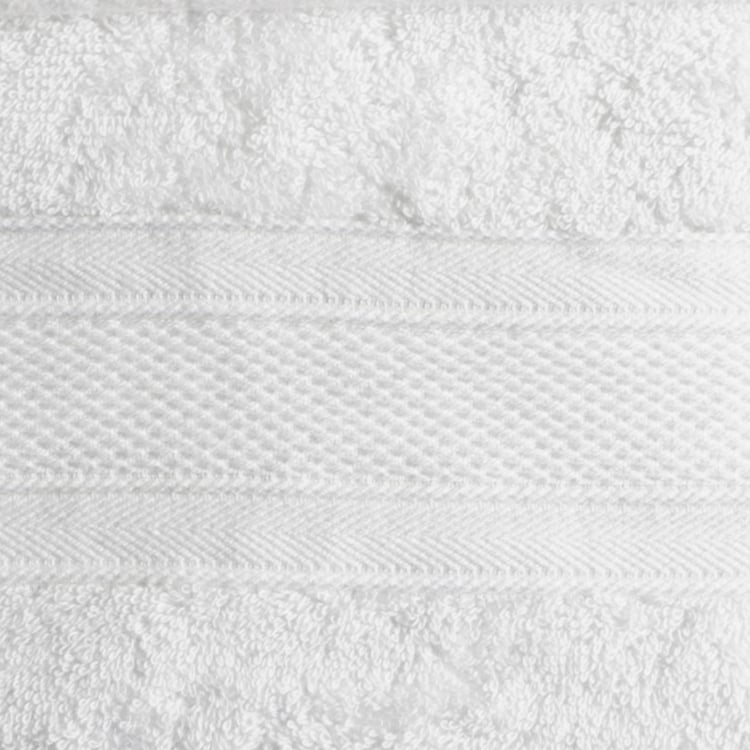 TRIDENT Soft And Plush White Textured Cotton Bath Towel - 76x137cm