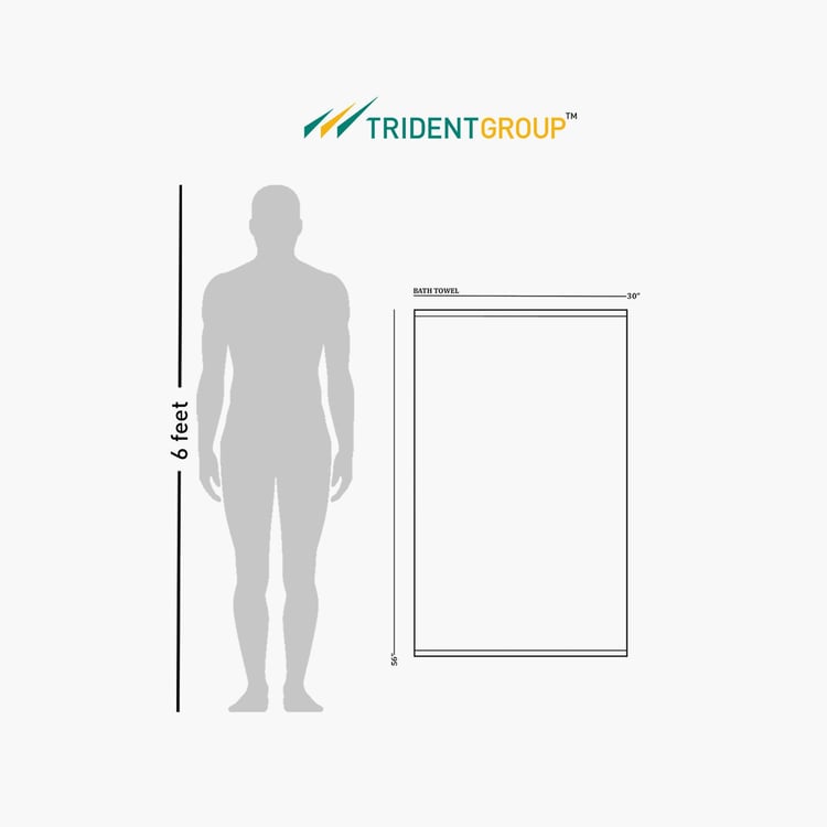 TRIDENT Soft And Plush White Textured Cotton Bath Towel - 76x137cm