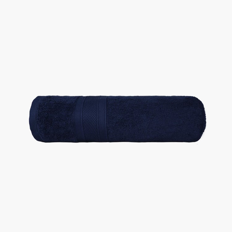 TRIDENT Soft and Plush Navy Blue Solid Cotton Bath Towel - 76x137 cm