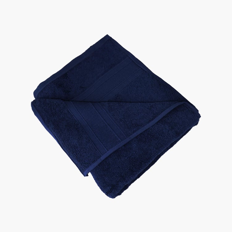 TRIDENT Soft and Plush Navy Blue Solid Cotton Bath Towel - 76x137 cm
