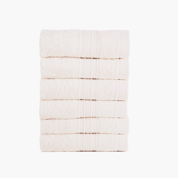 TRIDENT Soft and Plush Beige Solid Cotton Face Towel - 30x30 cm - Set of 6