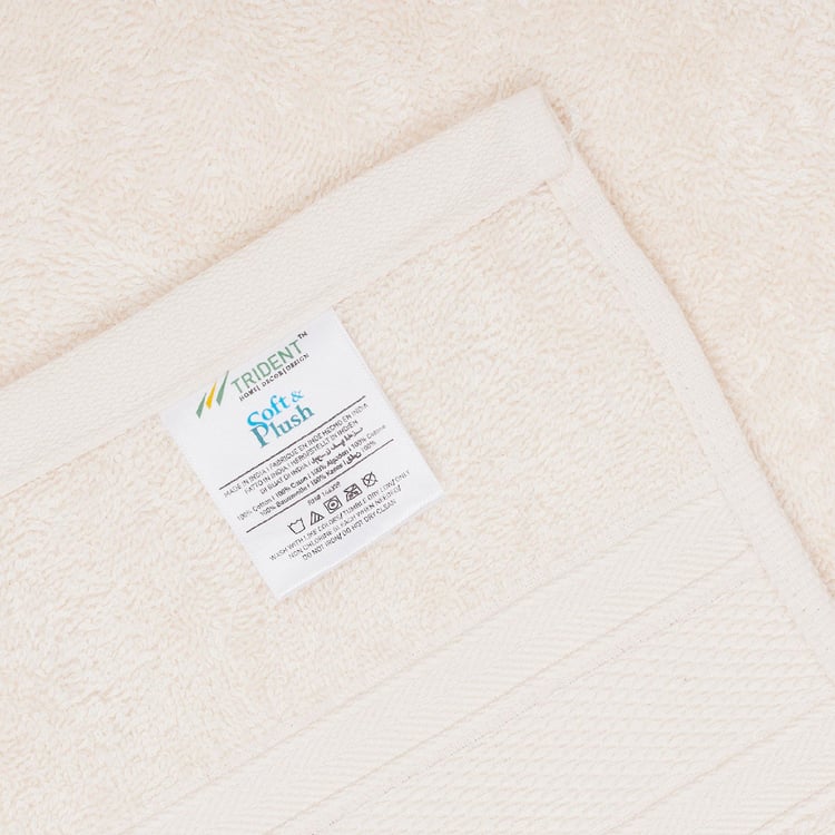 TRIDENT Soft and Plush Beige Solid Cotton Face Towel - 30x30 cm - Set of 6